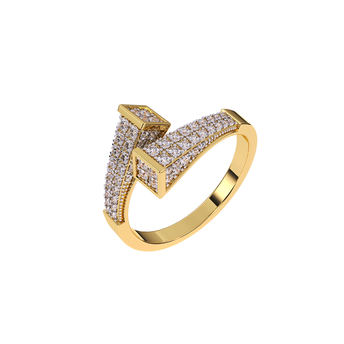 Glamorous Round Cluster Bypass Wedding Band